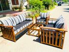 Teak Heavy 321 Sofa Set with Glass Top Stool Code 6189