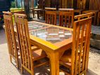 Teak Heavy 321 Sofa Set with Glass Top Stool Code 6189