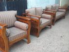 Teak Heavy 321 Sofa Set with Glass Top Stool Code 6288