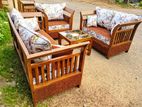 Teak Heavy 321 Sofa Set with Glass Top Stool Code 6543