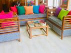 Teak Heavy 321 Sofa Set with Glass Top Stool Code 655