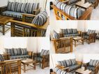 Teak Heavy 321 Sofa Set with Glass Top Stool Code 6728