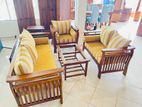 Teak Heavy 321 Sofa Set with Glass Top Stool Code 6728