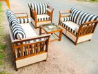 Teak Heavy 321 Sofa Set with Glass Top Stool Code 678