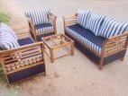 Teak Heavy 321 Sofa Set with Glass Top Stool Code 678