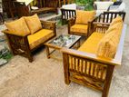 Teak Heavy 321 Sofa Set with Glass Top Stool Code 718