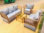 Teak Heavy 321 Sofa Set with Glass Top Stool Code 718