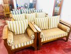 Teak Heavy 321 Sofa Set with Glass Top Stool Code 7189