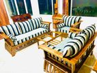 Teak Heavy 321 Sofa Set with Glass Top Stool Code 7189