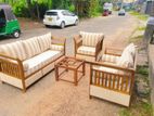 Teak Heavy 321 Sofa Set with Glass Top Stool Code 7289