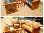 Teak Heavy 321 Sofa set with glass top stool code 7818