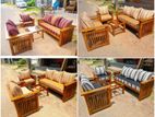 Teak Heavy 321 Sofa Set with Glass Top Stool Code 789