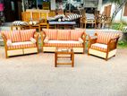 Teak Heavy 321 Sofa Set with Glass Top Stool Code 876