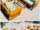 Teak Heavy 321 Sofa Set with Glass Top Stool Code 978