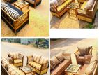 Teak Heavy 321 Sofa Set with Glass Top Stool Code