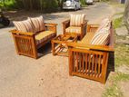 Teak Heavy 321 Sofa Set with Glass Top Stool Code