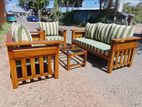 Teak Heavy 321 Sofa Set with Glass Top Stool Code021