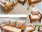 Teak Heavy 321 Sofa Set with Glass Top Stool Code109