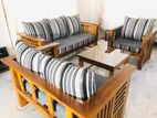 Teak Heavy 321 Sofa Set with Glass Top Stool Code3098