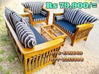 Teak Heavy 321 Sofa set with glass top stool code365