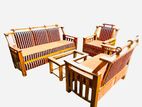 Teak Heavy 321 Sofa Set with Glass Top Stool Code4567