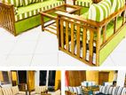 Teak Heavy 321 Sofa Set with Glass Top Stool Code698