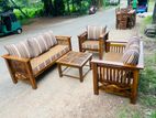 Teak Heavy 321 Sofa Set with Glass Top Stool Code789