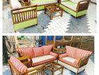 Teak Heavy 321 Sofa Set with Glass Top Stool Code876