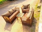 Teak Heavy 321 Sofa Set with Glass Top Stool Code987