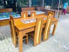 Teak Heavy 4x4" Legs Modern Dining Table with 6 Two tone Chairs