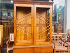 Teak Heavy 6.5ft Two Door Beeralu Legs Display Cupboard