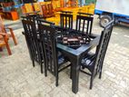 Teak Heavy Black Paint Dining Table with 6 Chairs
