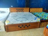 Teak Heavy Box Bed with Aprico FlexiFoam Spring Mattress 6*5