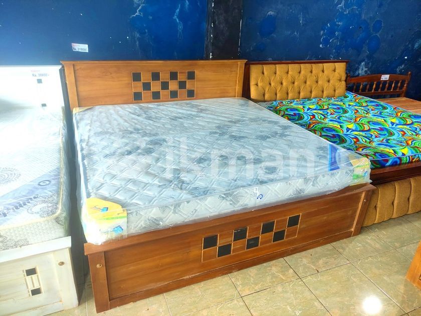 Teak Heavy Box Bed With Arpico Flexiform Spring Mattress 60x72 for Sale