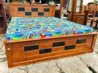 Teak Heavy Box Bed with Arpico Hybrid Mattress (5*6)Code 82826