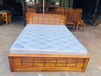 Teak Heavy Box Bed with Bonded Form Hybrid Plush Mattress 60x72