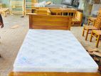 Teak Heavy Box Bed with Japanese Bonded Form Hybrid Plush Mattress 48x72