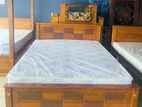 Teak Heavy Box Bed with Japanese Bonded Form Hybrid Plush Mattress 60x72