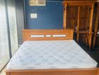 Teak Heavy Box Bed with Japanese Bonded Form Hybrid Plush Mattress 6x5