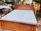 Teak Heavy Box Bed with Japanese Bonded Form Hybrid Plush Mattress 72x72