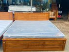 Teak Heavy Box Bed with Japanese Bonded Form Hybrid Plush Mattress602x72