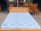 Teak Heavy Box Bed with Japanese Form Hybrid Plush Mattress 60x72