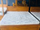 Teak Heavy Box Bed with Japanese Form Hybrid Plush Mattress 72x72
