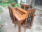 Teak Heavy Buffet Dining Table with 6 Chairs