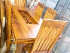 Teak heavy buffet dining table with 6 Chairs