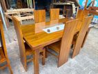 Teak Heavy Buffet Dining Table with 6 Modern Chairs