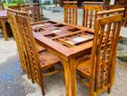 Teak Heavy Dining Table and 6 Chairs - 7289