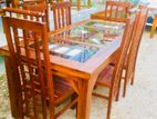 Teak Heavy Dining Table and 6 Chairs Code 230