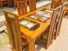 Teak Heavy Dining Table and 6 Chairs Code 2840