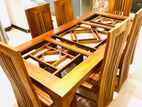 Teak Heavy Dining table and 6 chairs code 424